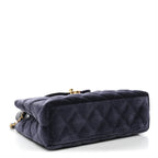 Velvet Quilted Nano Kelly Shopper Navy
