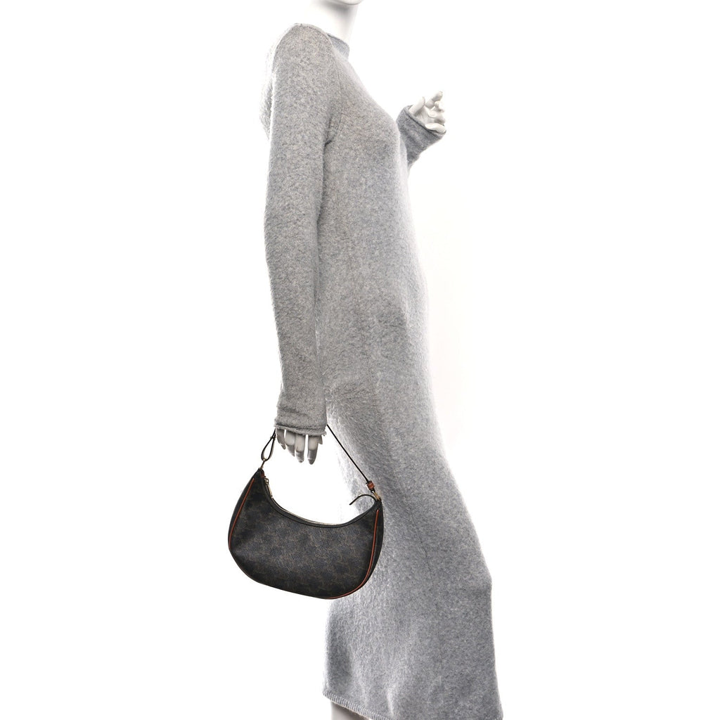 Triomphe Canvas Calfskin Ava Shoulder Bag Tan