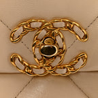 Goatskin Quilted Medium Chanel 19 Flap Beige