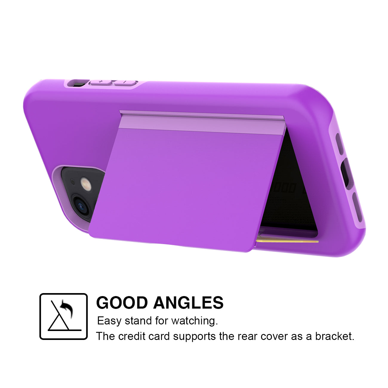 Tpu Pc Hybrid 2-In-1 Flip Card Holder Phone Case For Apple Iphone 12 Mini In Purple