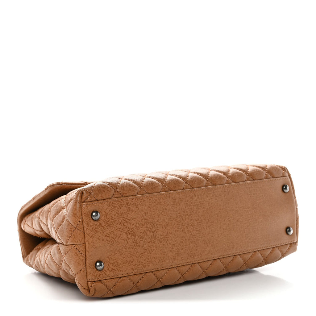 Caviar Quilted Medium Coco Handle Flap Camel