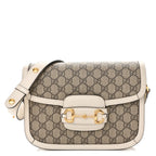 GG Supreme Monogram Horsebit 1955 Shoulder Bag Beige Mystic White