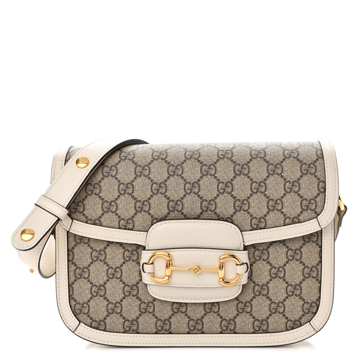 GG Supreme Monogram Horsebit 1955 Shoulder Bag Beige Mystic White