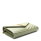 Grain De Poudre Matelasse Chevron Monogram Chain Wallet Light Sage