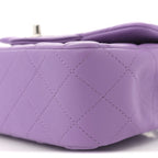 Lambskin Quilted Mini Rectangular Flap Purple