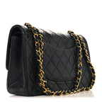 Lambskin Quilted Medium Double Flap Black
