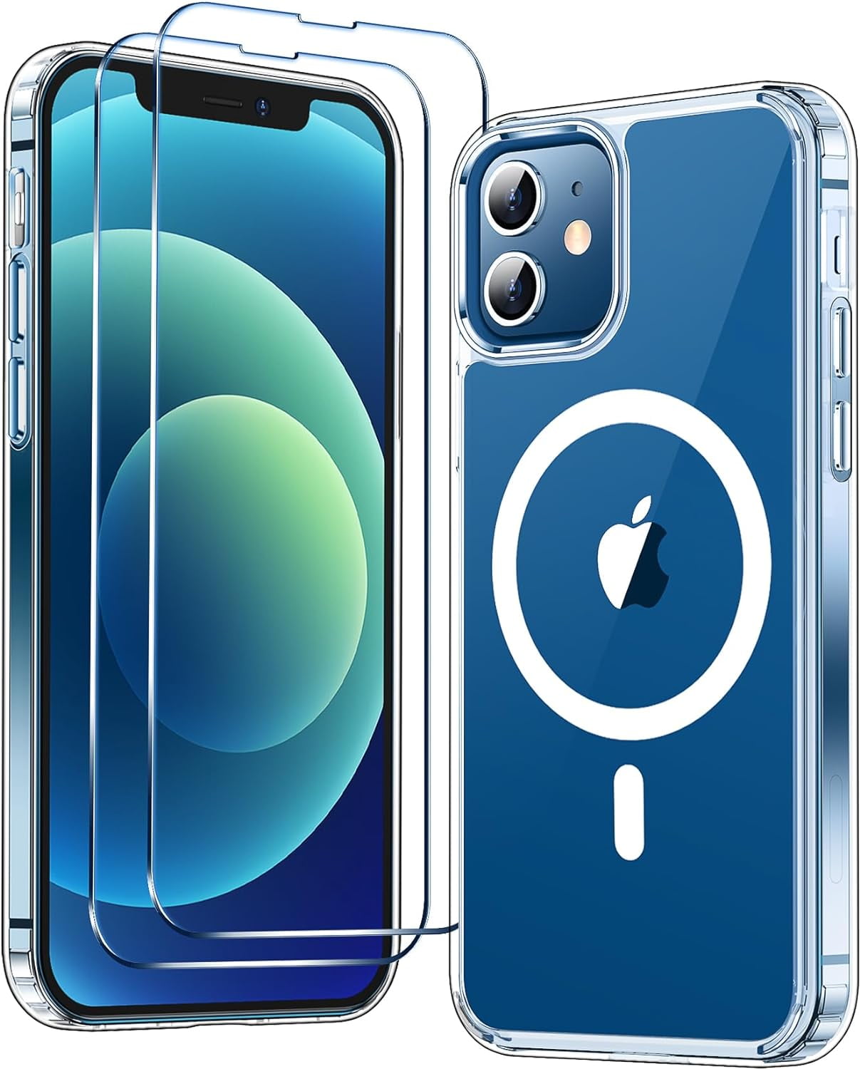 Entronix Bundle Compatible with iPhone 12 - [Magnetic] Clear Case & 2 Clear Screen Protectors