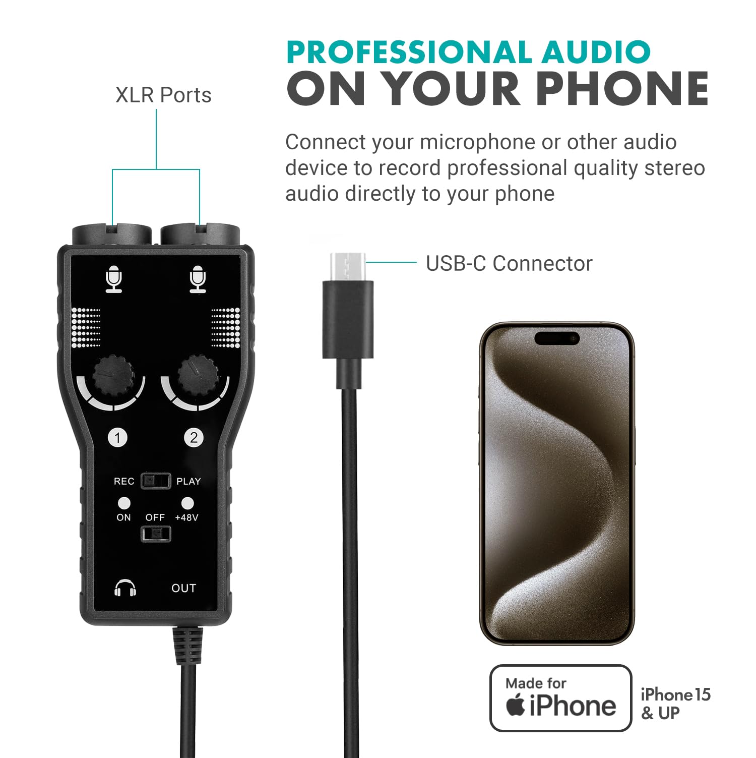 Movo Podcast Equipment Bundle for iPhone 15 and up