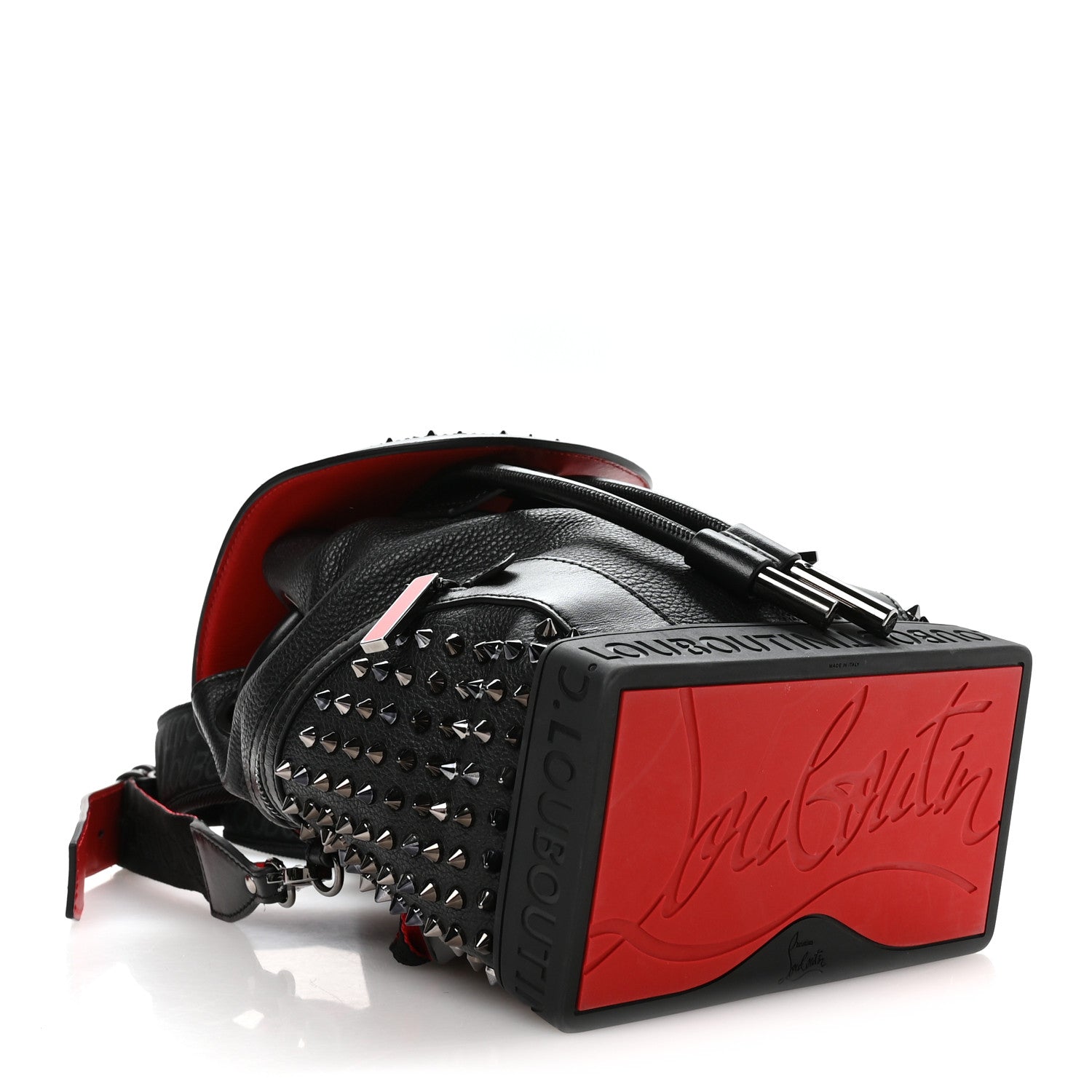 Calfskin Spiked Small Explorafunk Backpack Black