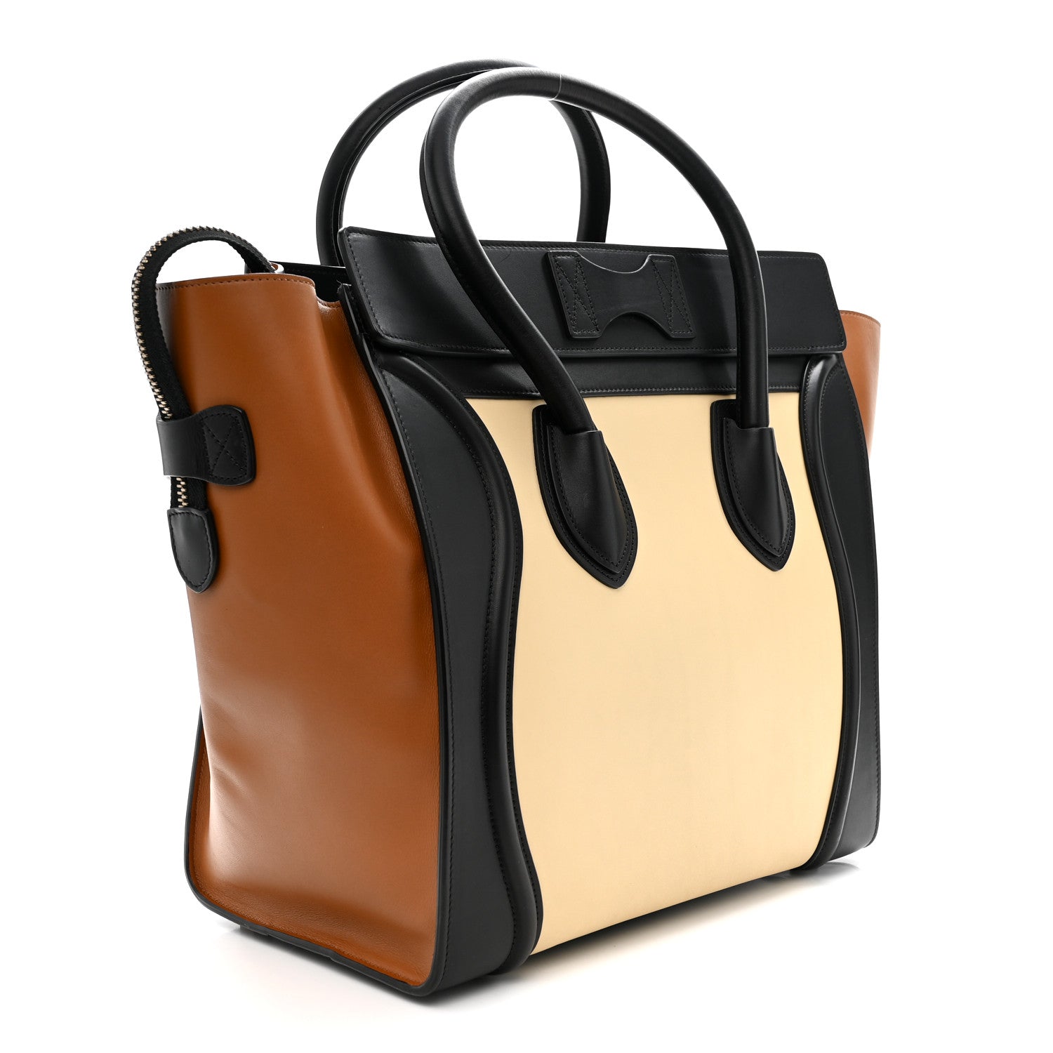 Satin Calfskin Mini Tri-Color Luggage Seashell