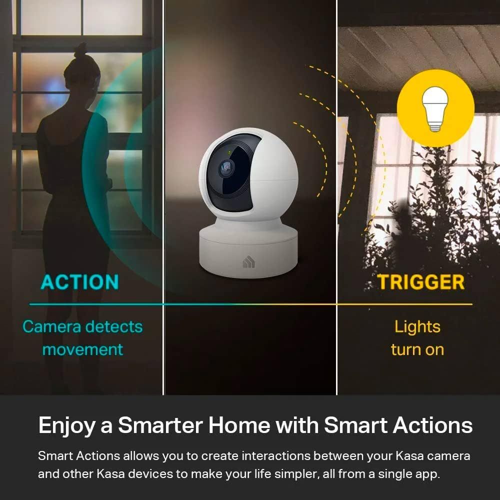 Indoor Pan/Tilt Smart Security Camera, 1080p HD Dog-Camera,2.4GHz with Night Vision,Motion Detection for Baby and Pet Monitor, Cloud & SD Card Storage, Works with Alexa& Google Home (EC70), White
