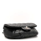 Calfskin Quilted CC Uniform Flap Belt Bag Black
