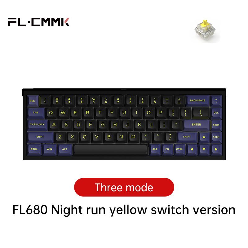 Three-Mode Mechanical Keyboard 68 Keys RGB Hot-Swappable 2.4G Wireless Bluetooth Wired Win/Mac/iPad - G Yellow switch6