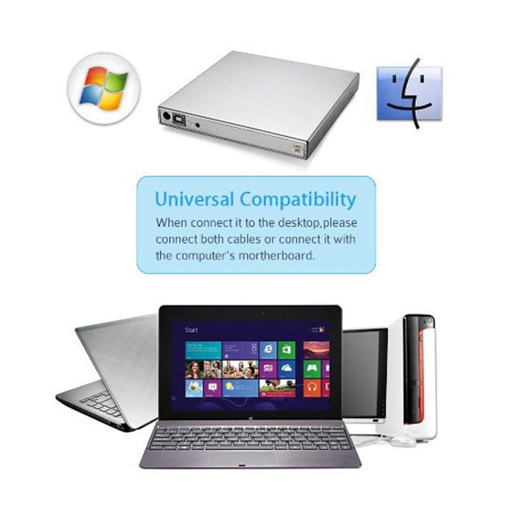 Portable USB 3.0 Slim External Optical DVD RW CD Writer Drive Burner Card Reader Player Optical Drives For Laptop PC Windows