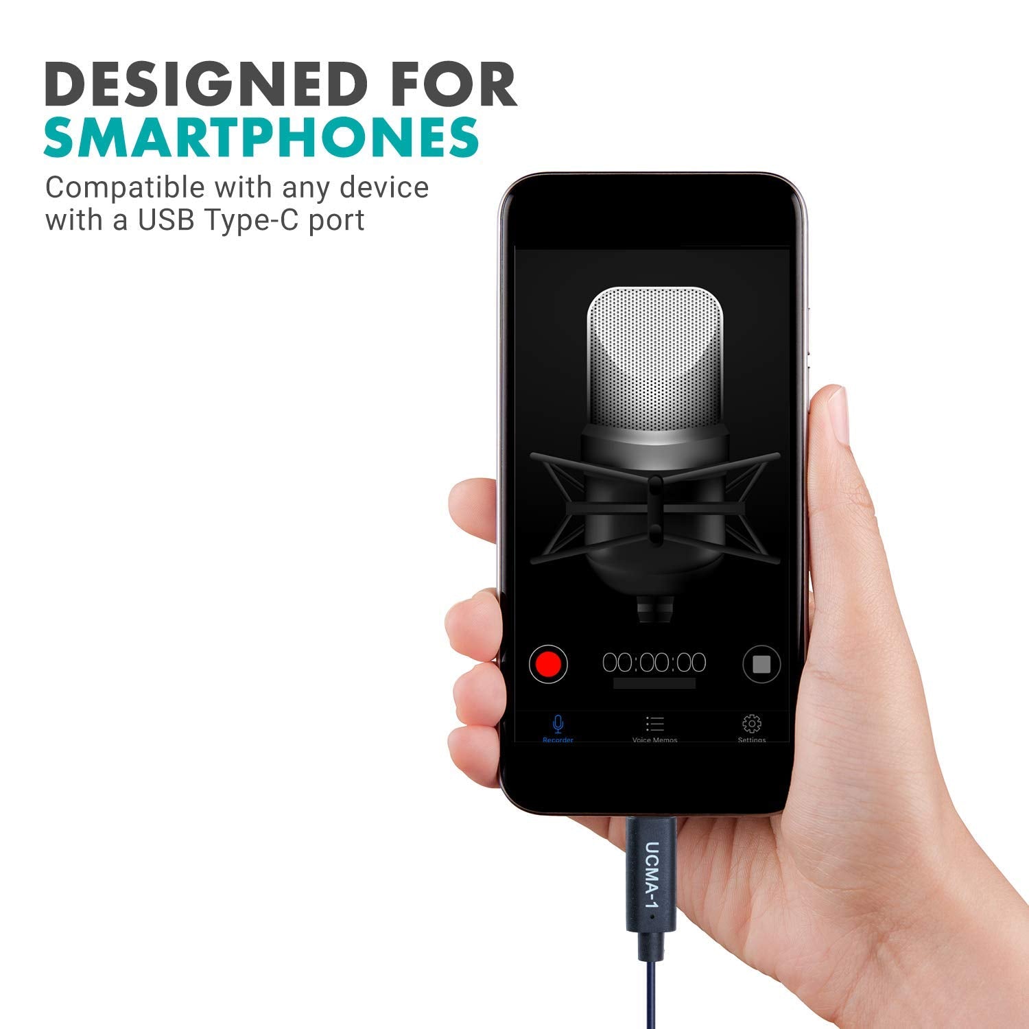 Movo UCMA-1 F 3.5mm TRS Mic to USB Type-C Dongle