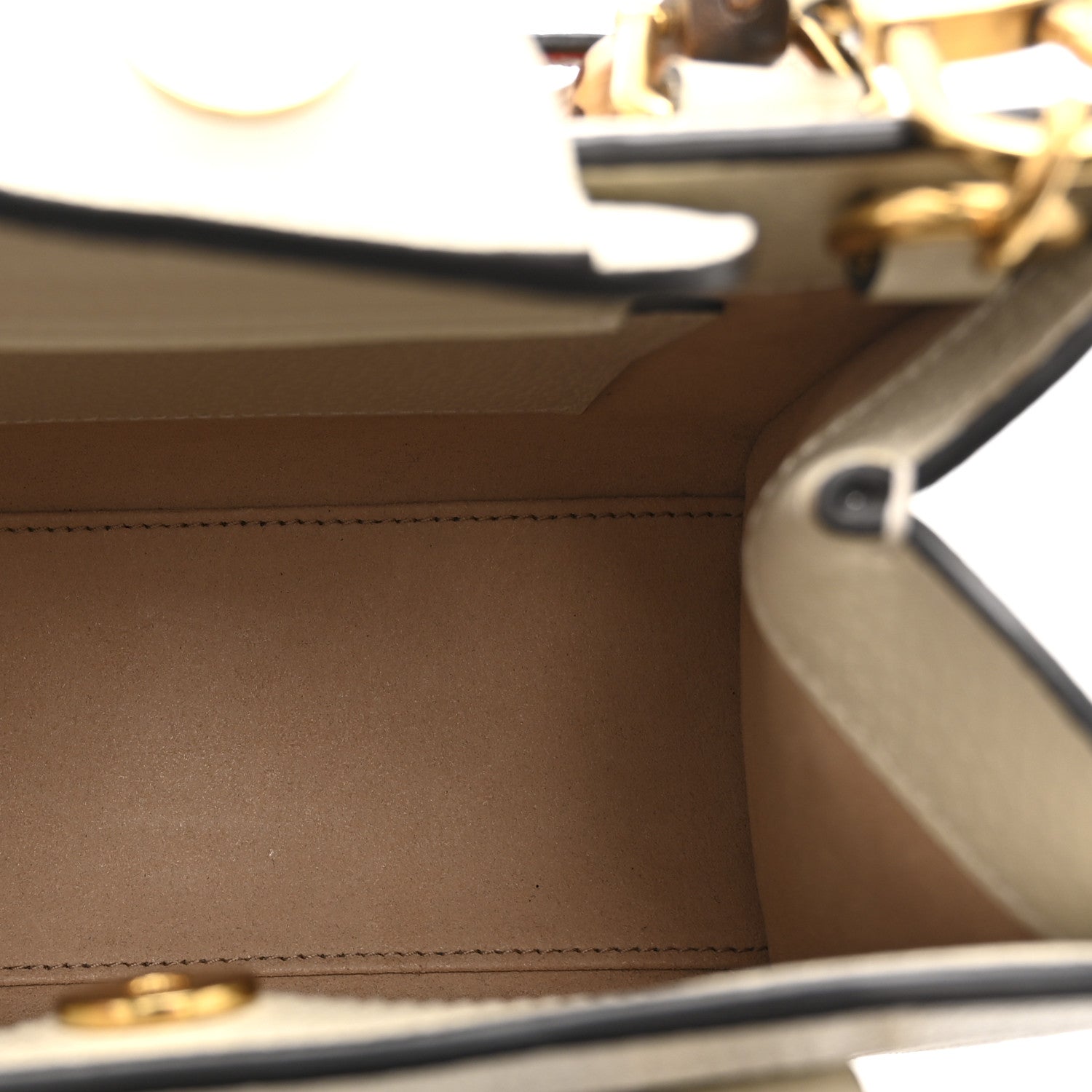 Textured Dollar Calfskin Web Mini Diana Tote Bag Mystic White