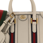 Koi Calfskin Web Mini Bauletto Duffle Top Handle Bag Mystic White
