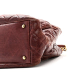 Glazed Caviar Quilted Small Shiva Tote Burgundy
