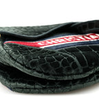 Velvet Crocodile Effect Saddle Bag Green