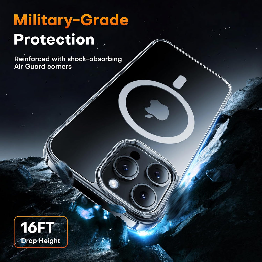 Entronix [Magnetic] Case Compatible with iPhone 16 Pro - [Hard Back] Thick Clear