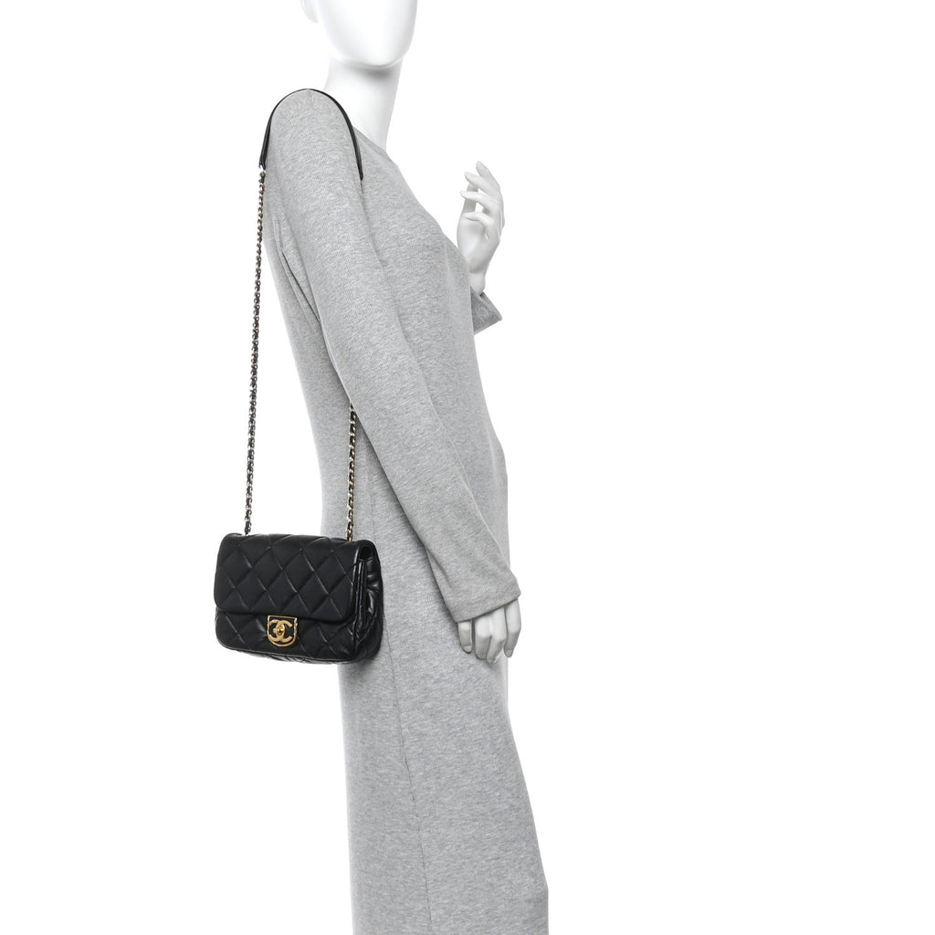 Lambskin Quilted Mini Flap Black
