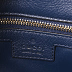 Roxy Calfskin Web Medium Blondie Top Handle Shoulder Flap Bag Blue Agata