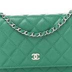Caviar Quilted Wallet On Chain WOC Green