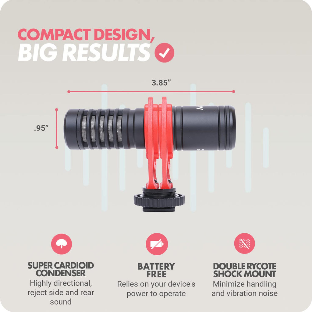 Movo VXR10-PRO Supercardioid Shotgun Microphone for Cameras and Smartphones