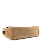 Suede Calfskin Small Souplissimo Maxi Flap Dark Beige
