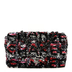 Sequin Logo Single Flap Pink Silver Black