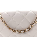 Lambskin Quilted Resin CC Mini Flap Bag White Black