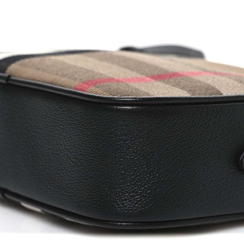 Giant Check Calfskin Small Camera Bag Black