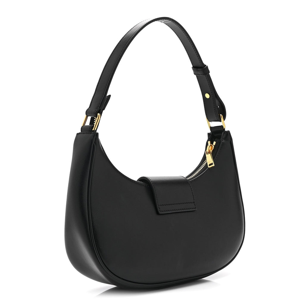 Smooth Calfskin Medium Strap Ava Triomphe Shoulder Bag Black
