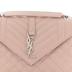 Grain De Poudre Textured Mixed Matelasse Medium Triquilt Monogram Satchel Marble Pink