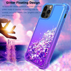 Shiny Flowing Glitter Liquid Bumper Case For Apple Iphone 12/Iphone 12 Pro In Blue