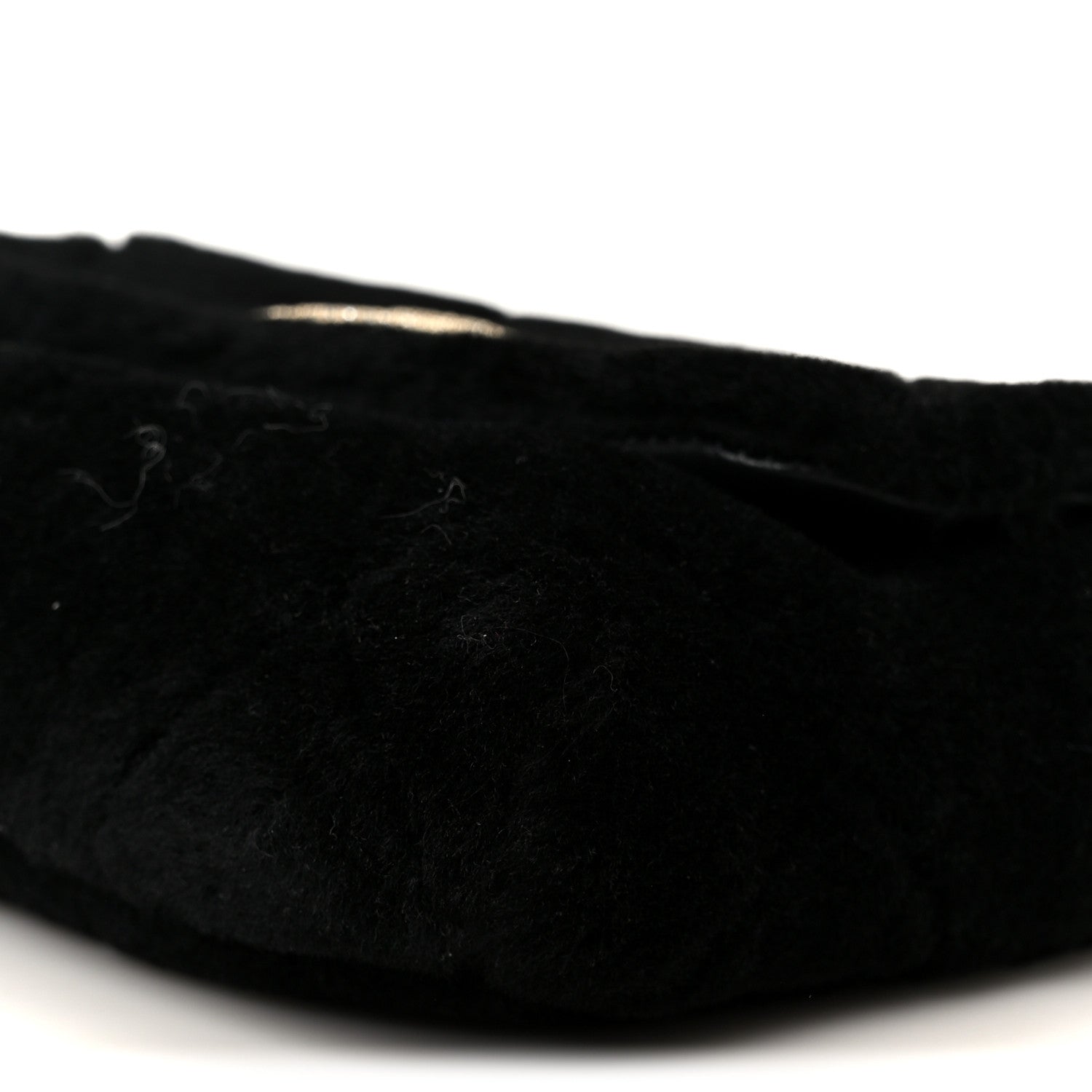 Shearling Lambskin Crystal Strass Flap Black