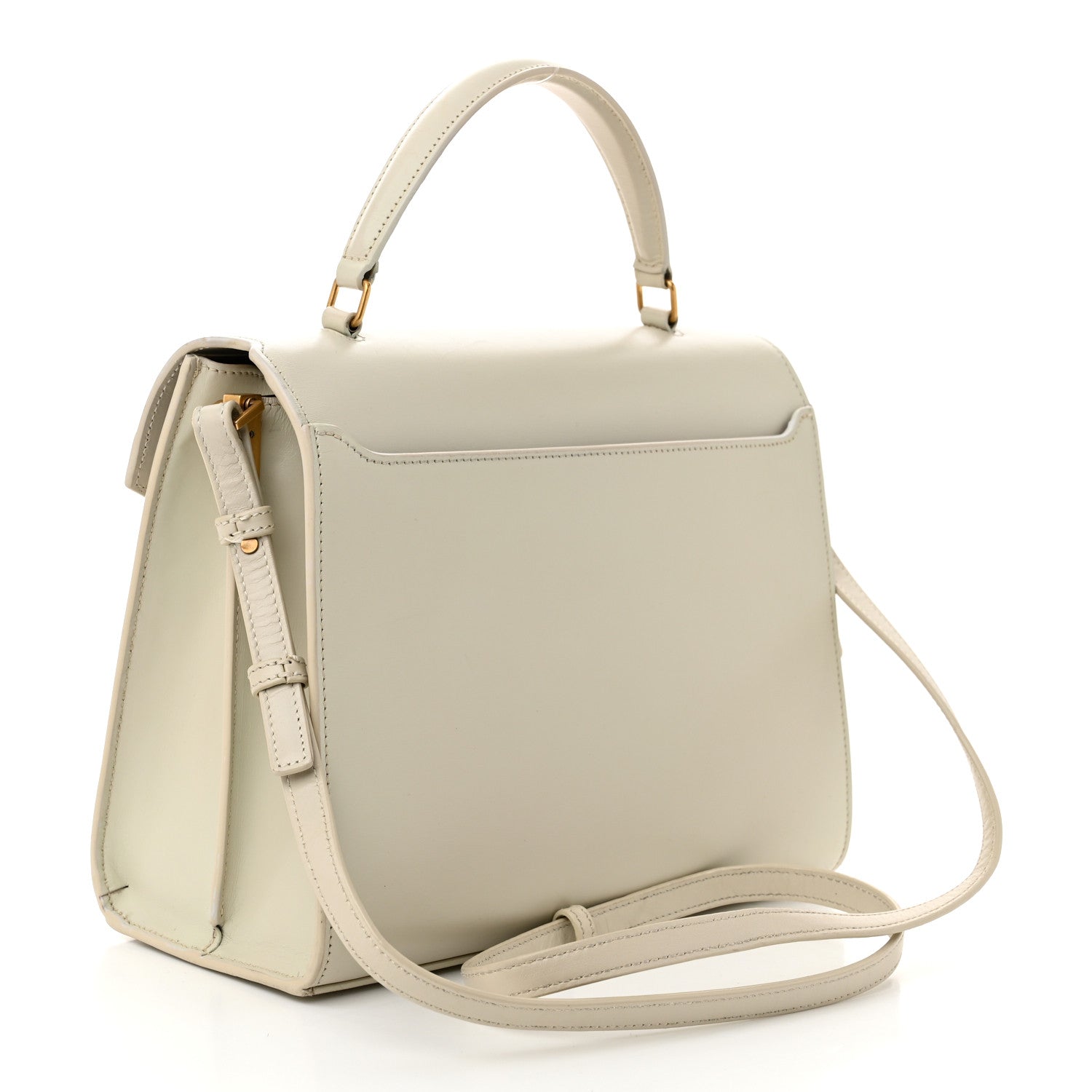 Smooth Calfskin Medium Classic Monogram Cassandra Top Handle Crema Soft Rouge Legion