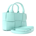 Grained Calfskin Maxi Intrecciato Mini Arco Tote Pale Blue