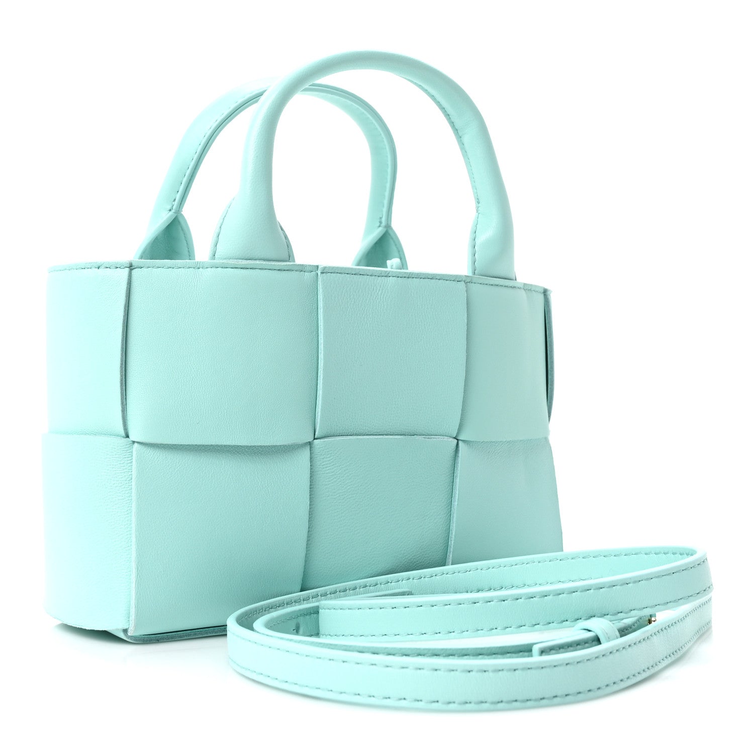 Grained Calfskin Maxi Intrecciato Mini Arco Tote Pale Blue