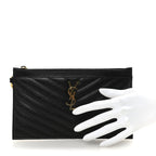 Grain De Poudre Chevron Monogram Large Bill Pouch Black