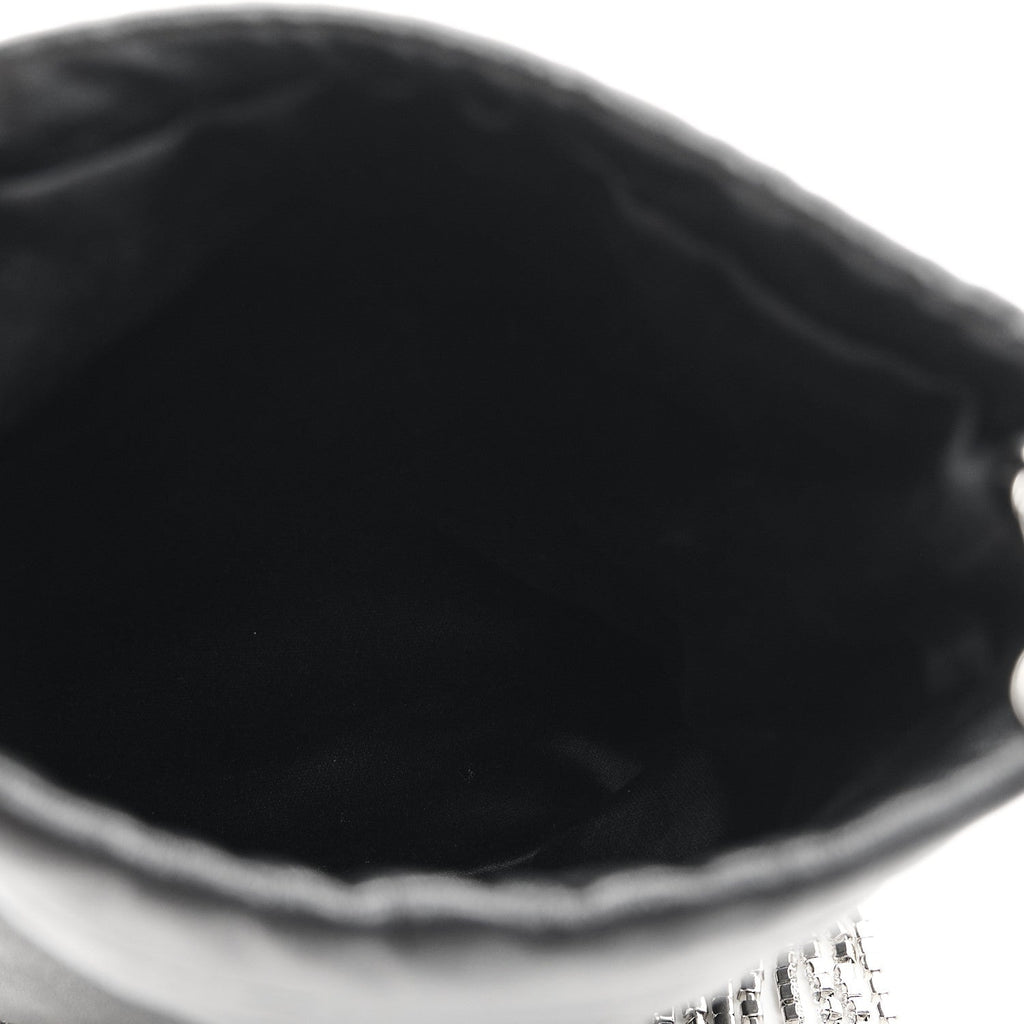 Nappa Starlight Crystal Fringe Trick Pouch On Strap Black