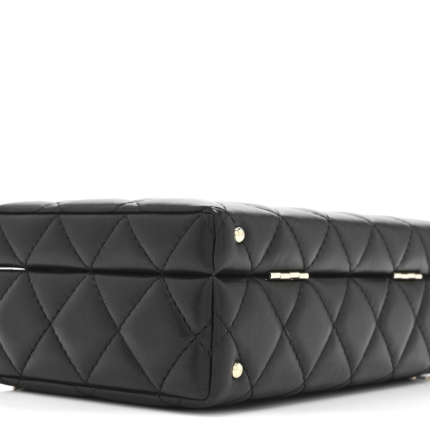 Lambskin Quilted Small CC Top Handle Box Bag Black