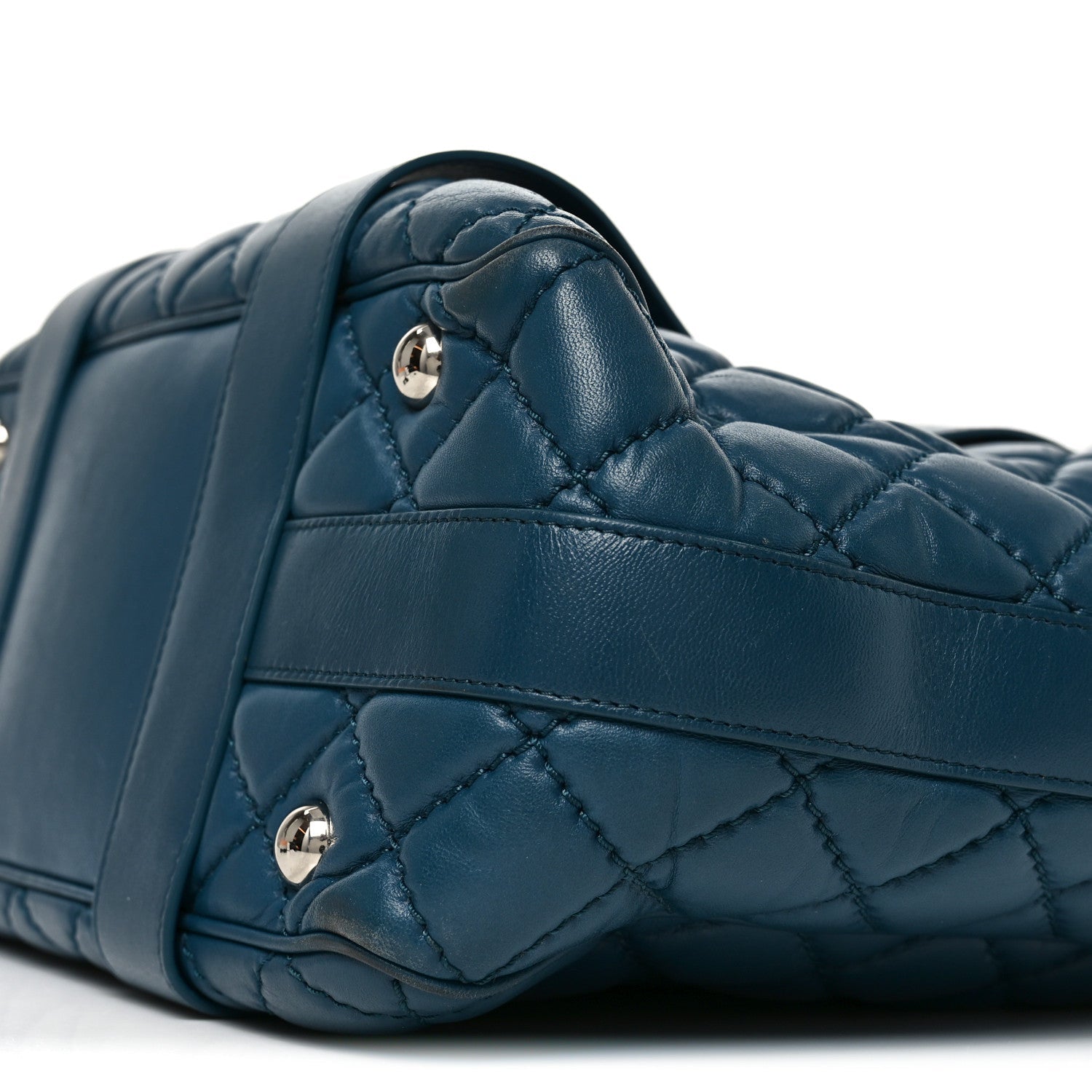 Lambskin Quilted Easy Carry Shopping Tote Blue
