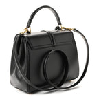 Satinated Calfskin Small 16 Top Handle Bag Black