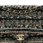 Tweed Braid Medium Flap Turquoise Multicolor