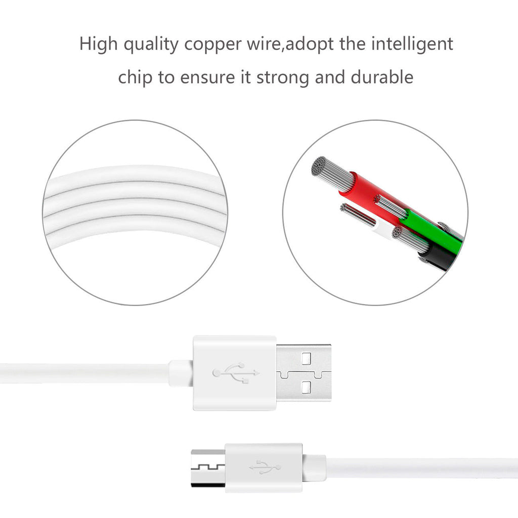 Reiko 3.3Ft Pvc Material Micro Usb 2.0 Data Cable In White And Simple Packaging