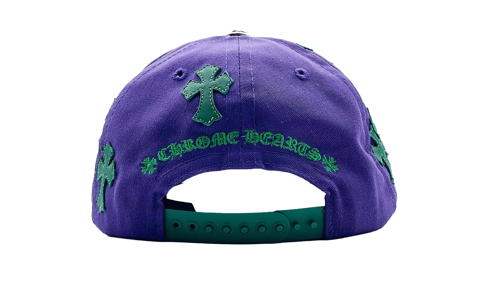 Embroidered Leather Cross Patch Baseball Hat "Purple / Green" CHRM0753
