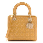 Patent Cannage Medium Lady Dior Beige