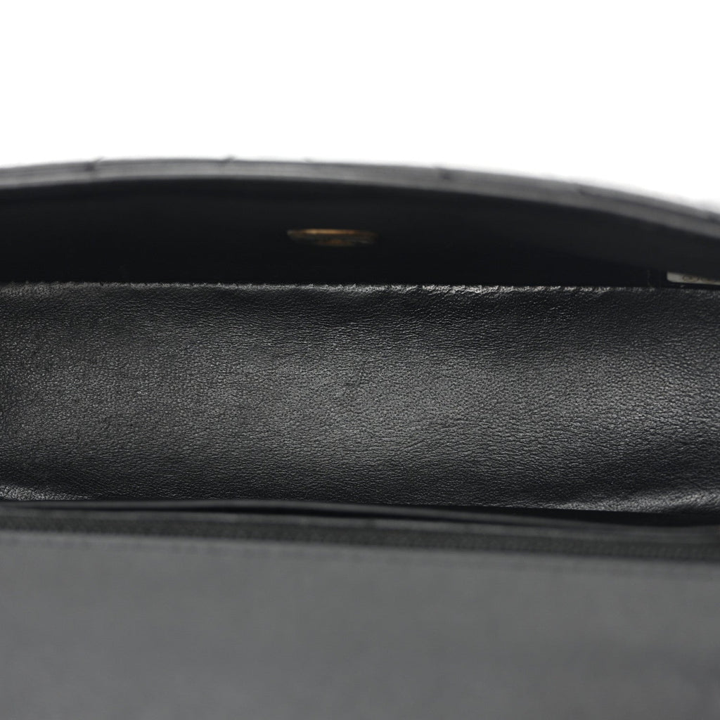 Lambskin Chevron Quilted Mini Rectangular Flap Black