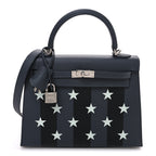 Epsom Tadelakt Chevre Mysore Casaque Etoilee Kelly Sellier 25 Ardoise Black Vert Peppermint